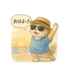 夏を彩る人気猫の水彩スタンプ（個別スタンプ：1）