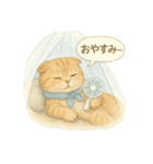 夏を彩る人気猫の水彩スタンプ（個別スタンプ：4）