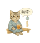 夏を彩る人気猫の水彩スタンプ（個別スタンプ：13）