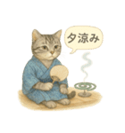 夏を彩る人気猫の水彩スタンプ（個別スタンプ：36）