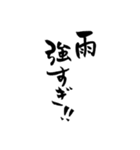 筆文字で梅雨あるある(洗濯物/ゲリラ豪雨)（個別スタンプ：35）
