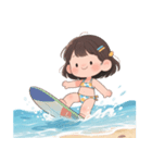 ビーチでサーフィンしよう！（個別スタンプ：3）