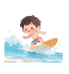 ビーチでサーフィンしよう！（個別スタンプ：9）