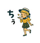 かわいいレトロ夏ガール：おしゃれスタンプ（個別スタンプ：6）