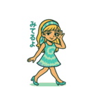 かわいいレトロ夏ガール：おしゃれスタンプ（個別スタンプ：11）