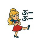かわいいレトロ夏ガール：おしゃれスタンプ（個別スタンプ：19）