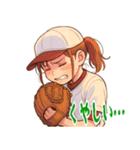 野球 女子 部活 スポーツ かわいい  (小)（個別スタンプ：17）