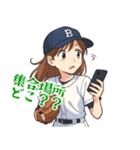 野球 女子 部活 スポーツ かわいい  (小)（個別スタンプ：18）