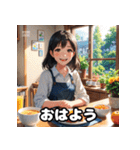 朝の彼女と「おはよう」スタンプ（個別スタンプ：2）
