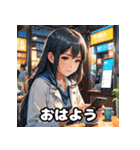 朝の彼女と「おはよう」スタンプ（個別スタンプ：11）