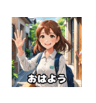 朝の彼女と「おはよう」スタンプ（個別スタンプ：15）