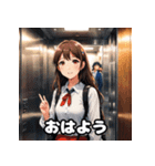 朝の彼女と「おはよう」スタンプ（個別スタンプ：22）