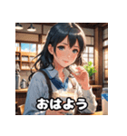 朝の彼女と「おはよう」スタンプ（個別スタンプ：23）