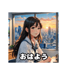 朝の彼女と「おはよう」スタンプ（個別スタンプ：25）