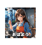 朝の彼女と「おはよう」スタンプ（個別スタンプ：37）