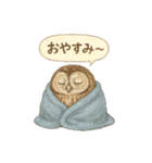 季節で使える4種の水彩フクロウスタンプ（個別スタンプ：3）