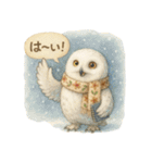 季節で使える4種の水彩フクロウスタンプ（個別スタンプ：6）