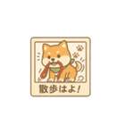 レトロ柴犬「しば丸」看板ポップ風（個別スタンプ：30）