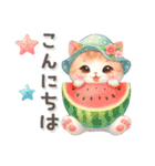 猫がいっぱい♡カラフル夏スタンプ（個別スタンプ：6）
