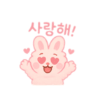 もふもふピンクうさぎ韓国語（個別スタンプ：5）