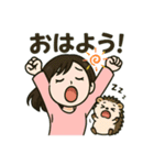 ハリネズミと女の子スタンプ（個別スタンプ：2）