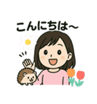 ハリネズミと女の子スタンプ（個別スタンプ：3）
