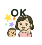ハリネズミと女の子スタンプ（個別スタンプ：6）