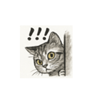 猫（アメリカンショートヘアー）水墨画風（個別スタンプ：11）