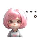 3D♡ピンク推し ボブ 女の子 (梅雨 初夏（個別スタンプ：20）