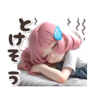 3D♡ピンク推し ボブ 女の子 (梅雨 初夏（個別スタンプ：23）