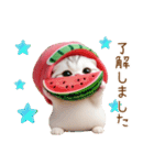 可愛いスイカ帽ネコ 使える状況＆日常 敬語（個別スタンプ：3）