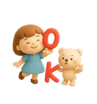 女の子とくまのほこっりスタンプ✨3D✨（個別スタンプ：11）