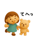 女の子とくまのほこっりスタンプ✨3D✨（個別スタンプ：31）