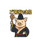 キュートなブタさん 殿様ピクセル（個別スタンプ：1）
