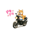 芝犬とバイクの動くスタンプ（個別スタンプ：6）