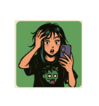 [アレンジ用]Y2Kっぽい女の子のイラスト1（個別スタンプ：6）