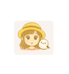 シマエナガさんと麦わら帽子の女の子（個別スタンプ：8）