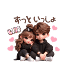 ❤︎カップルスタンプ❤︎（BLACKコーデ）（個別スタンプ：4）