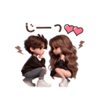 ❤︎カップルスタンプ❤︎（BLACKコーデ）（個別スタンプ：11）