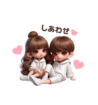 パーカーカップル♡（WHITEコーデ）（個別スタンプ：1）
