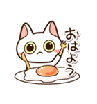 楽しくかわいいシロねこ（個別スタンプ：1）