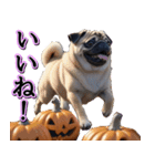 飛び出す★秋を感じる・パグ犬ハロウィン（個別スタンプ：6）
