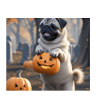 飛び出す★秋を感じる・パグ犬ハロウィン（個別スタンプ：21）