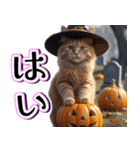 飛び出す★秋を感じる・茶トラ猫【ハロウィ（個別スタンプ：12）