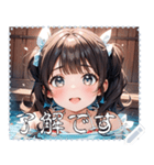 水着女子 メッセージ スタンプ 09（個別スタンプ：1）