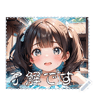 水着女子 メッセージ スタンプ 09（個別スタンプ：9）