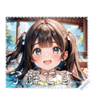 水着女子 メッセージ スタンプ 09（個別スタンプ：24）