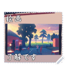 絵画 メッセージ スタンプ 01（個別スタンプ：1）