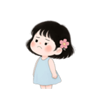 ミニマルな青いドレスの女の子  (NT)（個別スタンプ：1）