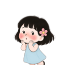 ミニマルな青いドレスの女の子  (NT)（個別スタンプ：2）